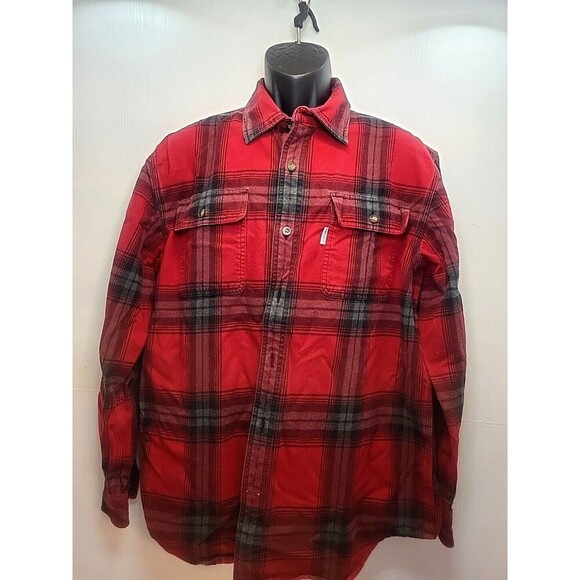 Carhartt L Men's Original Fit Plaid Flannel Workwear Heavy Shirt RN 14806 *Read - Picture 1 of 8